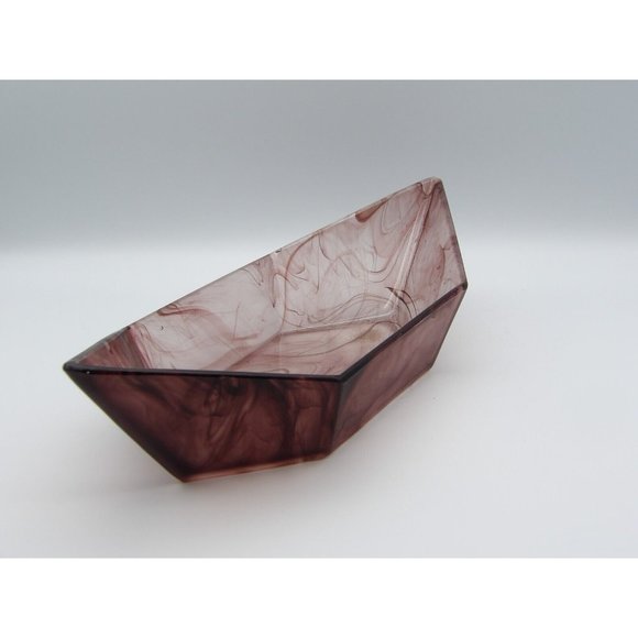 Vintage Davidson Amethyst Cloud Glass Bowl Hexagonal Boat Shaped Art Deco Purple - Picture 6 of 10